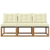 vidaXL 3 st Buitenzitmiddelsofa Massief acaciahout en Textilene Stof