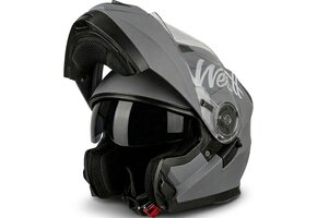 Opklapbare Motorhelm met Zonneklep - Mat Grijs - 46% Korting