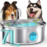 oneisall Hondenwaterfontein, 7L stille roestvrijstalen waterfontein voor honden met visueel waterniveau. 4-laags filtratie voor grote middelgrote en kleine rassen honden huisdieren