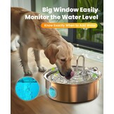 oneisall Hondenwaterfontein, 7L stille roestvrijstalen waterfontein voor honden met visueel waterniveau. 4-laags filtratie voor grote middelgrote en kleine rassen honden huisdieren