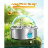 oneisall Hondenwaterfontein, 7L stille roestvrijstalen waterfontein voor honden met visueel waterniveau. 4-laags filtratie voor grote middelgrote en kleine rassen honden huisdieren