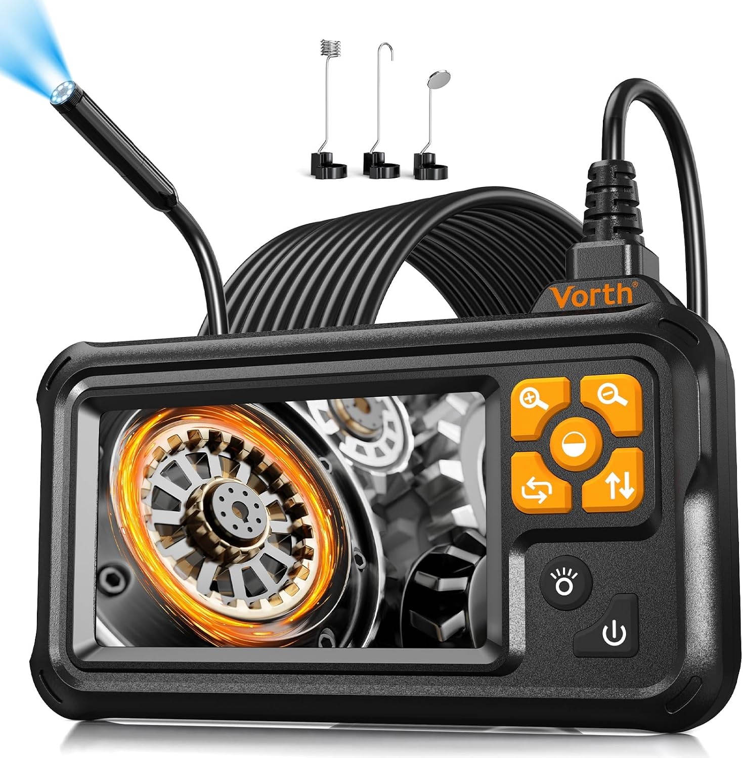 Endoscoopcamera met licht, 4,3 inch IPS-scherm, 1080p endoscoop, gereedschap met 8 ledlampen, 5 m semi-rigide kabel, slangcamera, IP67 waterdicht, kanalisatie-inspectie, gadgets - enkele lens