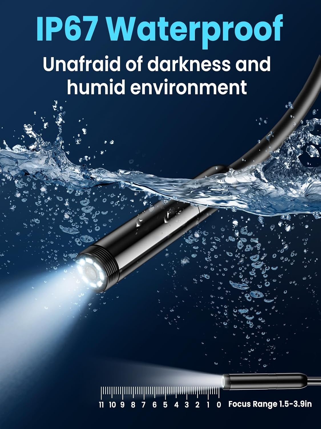 Endoscoopcamera met licht, 4,3 inch IPS-scherm, 1080p endoscoop, gereedschap met 8 ledlampen, 5 m semi-rigide kabel, slangcamera, IP67 waterdicht, kanalisatie-inspectie, gadgets - enkele lens