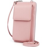 Aeeque Mobiele telefoonhoes om om te hangen, PU-leer, mobiele telefoon schoudertas dames, kleine tas voor mobiele telefoon en portemonnee, portemonnee met vak voor mobiele telefoon, telefoontas om te
