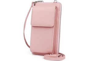 Dames Telefoontasje Roze met Portemonnee & 14 Kaartsleuven (tot 7" telefoons)