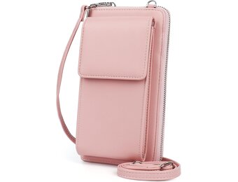 Aeeque Mobiele telefoonhoes om om te hangen, PU-leer, mobiele telefoon schoudertas dames, kleine tas voor mobiele telefoon en portemonnee, portemonnee met vak voor mobiele telefoon, telefoontas om te
