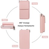 Aeeque Mobiele telefoonhoes om om te hangen, PU-leer, mobiele telefoon schoudertas dames, kleine tas voor mobiele telefoon en portemonnee, portemonnee met vak voor mobiele telefoon, telefoontas om te