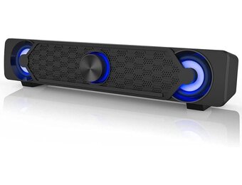 Smalody Computer Soundbar, pc-luidsprekers, USB-soundbar, gaming-luidspreker met coole led-verlichting, multimedialuidspreker Perfect voor pc-games, computer, desktop, laptop