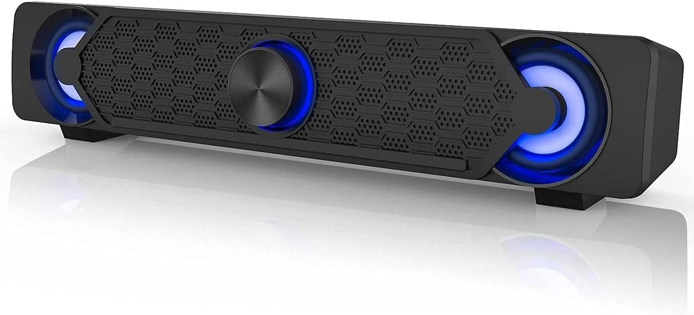 Smalody Computer Soundbar, pc-luidsprekers, USB-soundbar, gaming-luidspreker met coole led-verlichting, multimedialuidspreker Perfect voor pc-games, computer, desktop, laptop