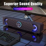 Smalody Computer Soundbar, pc-luidsprekers, USB-soundbar, gaming-luidspreker met coole led-verlichting, multimedialuidspreker Perfect voor pc-games, computer, desktop, laptop