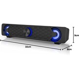 Smalody Computer Soundbar, pc-luidsprekers, USB-soundbar, gaming-luidspreker met coole led-verlichting, multimedialuidspreker Perfect voor pc-games, computer, desktop, laptop
