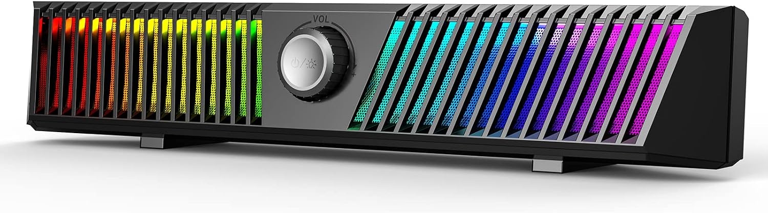 Smalody Computer Soundbar, pc-luidsprekers, USB-soundbar, gaming-luidspreker met coole led-verlichting, multimedialuidspreker Perfect voor pc-games, computer, desktop, laptop