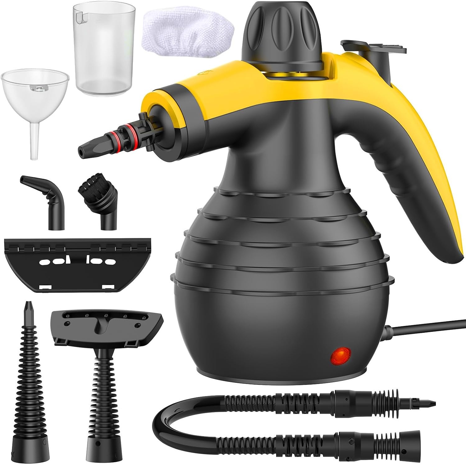 Stoomreiniger, handapparaat, 1050 W, snelle verwarming, sterke stoomdruk, 9-delige accessoires, vrij van chemicaliën, voor keuken, badkamer, ramen, bekleding, tapijten, auto en voegen