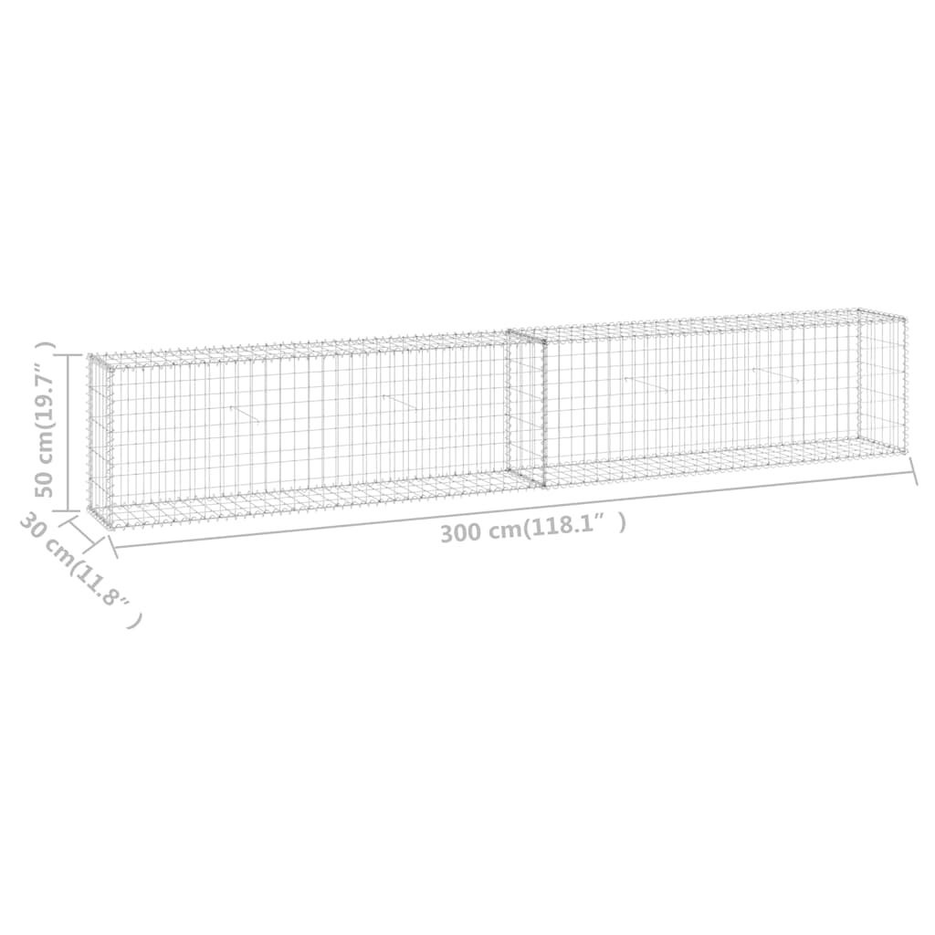 vidaXL Schanskorfmuur met deksels 300x30x50 cm gegalvaniseerd staal