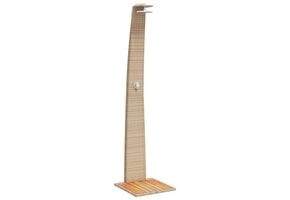 vidaXL Buitendouche 55x60x224 cm poly rattan en acaciahout beige