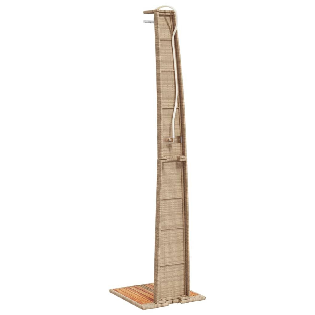vidaXL Buitendouche 55x60x224 cm poly rattan en acaciahout beige