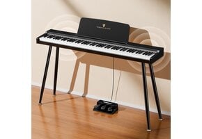E-Piano TERENCE semi-gewogen digitale piano met 88 toetsen in standaardformaat voor beginners en professionals met hoogwaardig geluid MIDI-aansluiting hoofdtelefoonaansluiting drievoudig pedaal