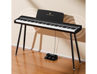 E-Piano TERENCE semi-gewogen digitale piano met 88 toetsen in standaardformaat voor beginners en professionals met hoogwaardig geluid MIDI-aansluiting hoofdtelefoonaansluiting drievoudig pedaal