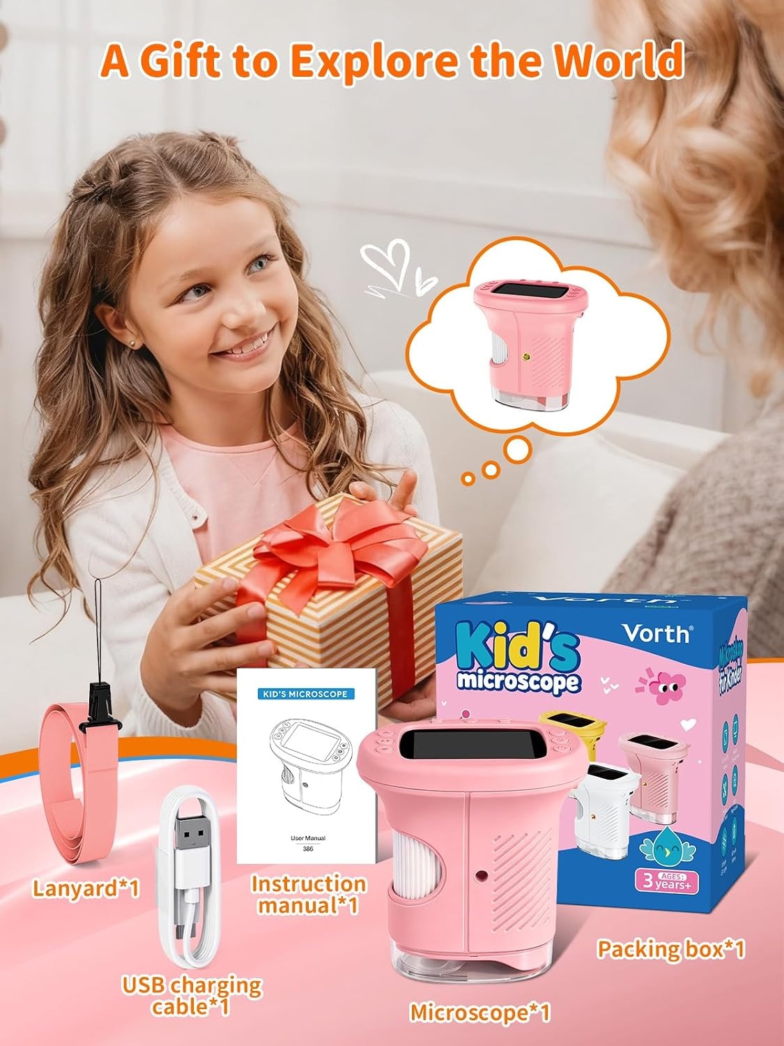 Digitale Microscoop voor Kinderen - 1000x Vergroting - 2.4 inch Scherm - Roze