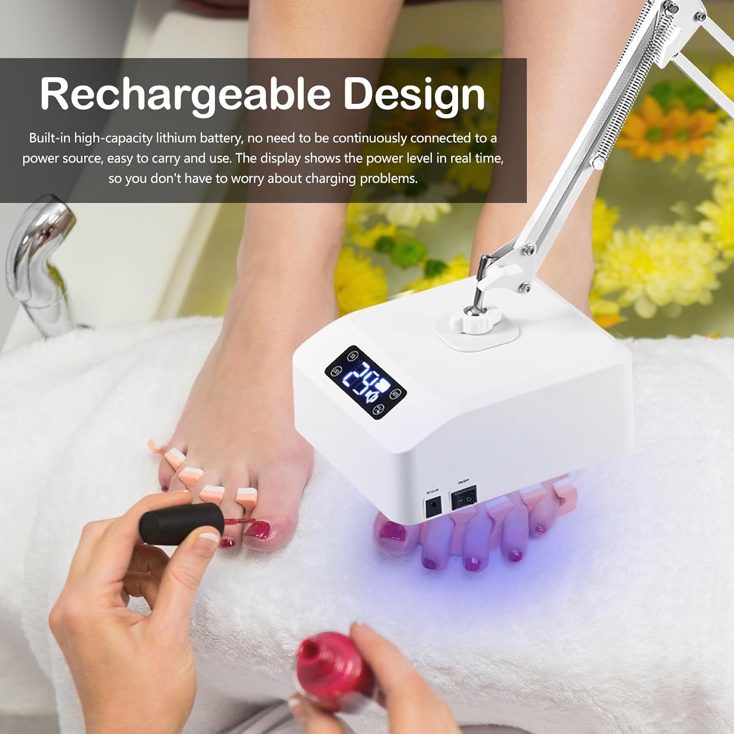 Nagellamp, 48 W uv-led-nagellamp met 22 drogerballen voor gelnagellak met automatische sensor en lcd-display voor manicure thuis en cosmeticacentra