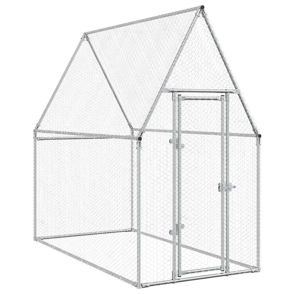 vidaXL Kippenhok 200x100x190 cm gegalvaniseerd staal zilverkleurig