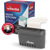 Vileda Sponshouder spoelbak, zonder boren, sponshouder voor in de keuken met zuignap, mini-gootsteenorganizer voor sponzen en borstels, duurzaam en eenvoudig aan te brengen