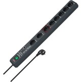 Brennenstuhl Secure-Tec Stekkerdoos 8-voudig met overspanningsbeveiliging en Main-Follow functie (stekkerdoos met 3m kabel en schakelaar) antraciet