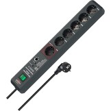 Brennenstuhl Secure-Tec Stekkerdoos 8-voudig met overspanningsbeveiliging en Main-Follow functie (stekkerdoos met 3m kabel en schakelaar) antraciet