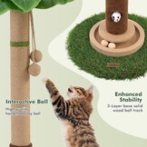 Woochpet Kattenkrabpaal 35 inch hoge krabpaal voor katten krabpalen voor binnenkatten met kattenspeelgoed muisgat en interactieve houten bal voor kittens volwassenen katten