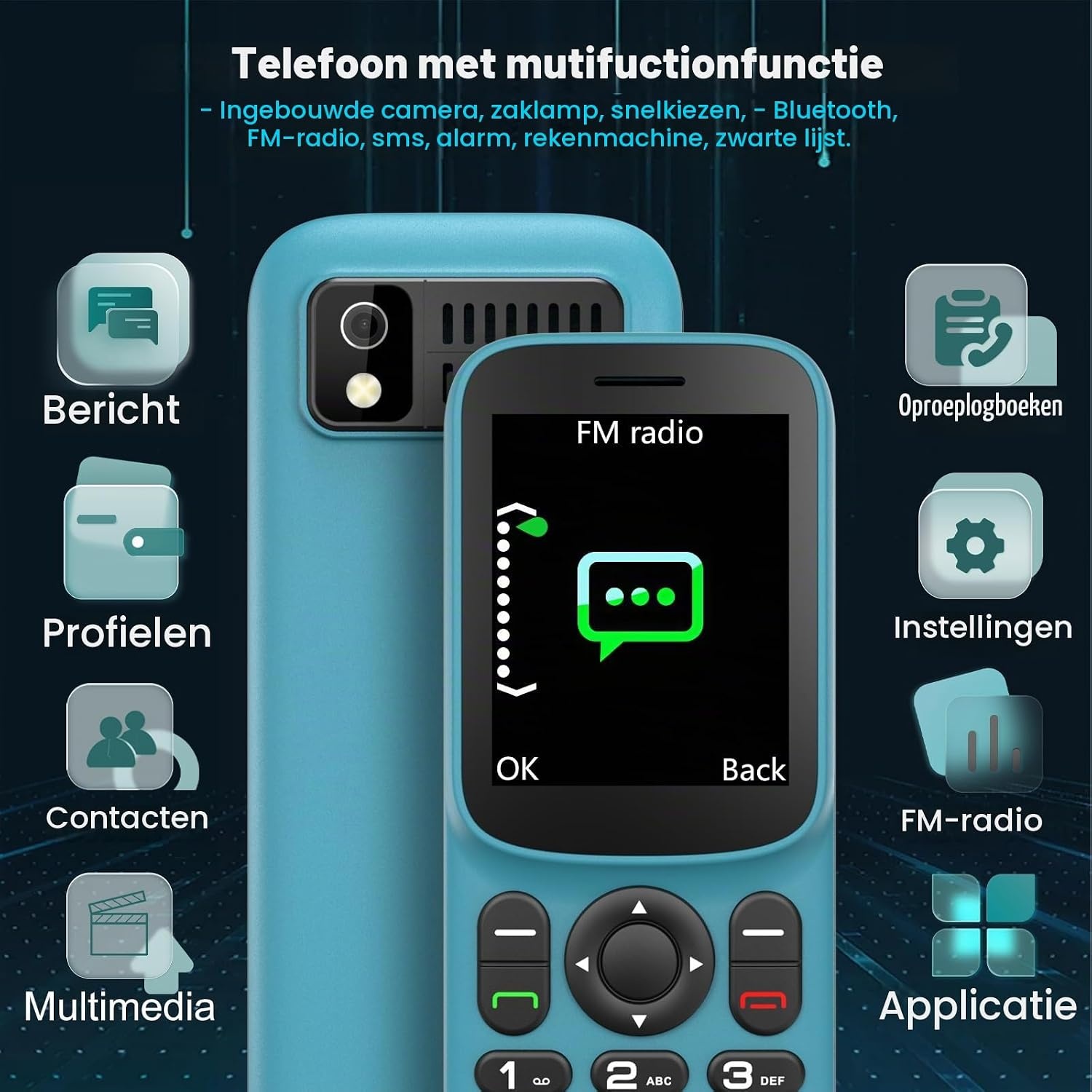 T185 4G mobiele telefoon zonder abonnement, met dual-simslot, 1,8 inch kleurendisplay, bluetooth, 1000 mAh batterij, FM-radio, led-zaklamp, compact en licht, LTE Prepaid toetsmobiele telefoon, alle