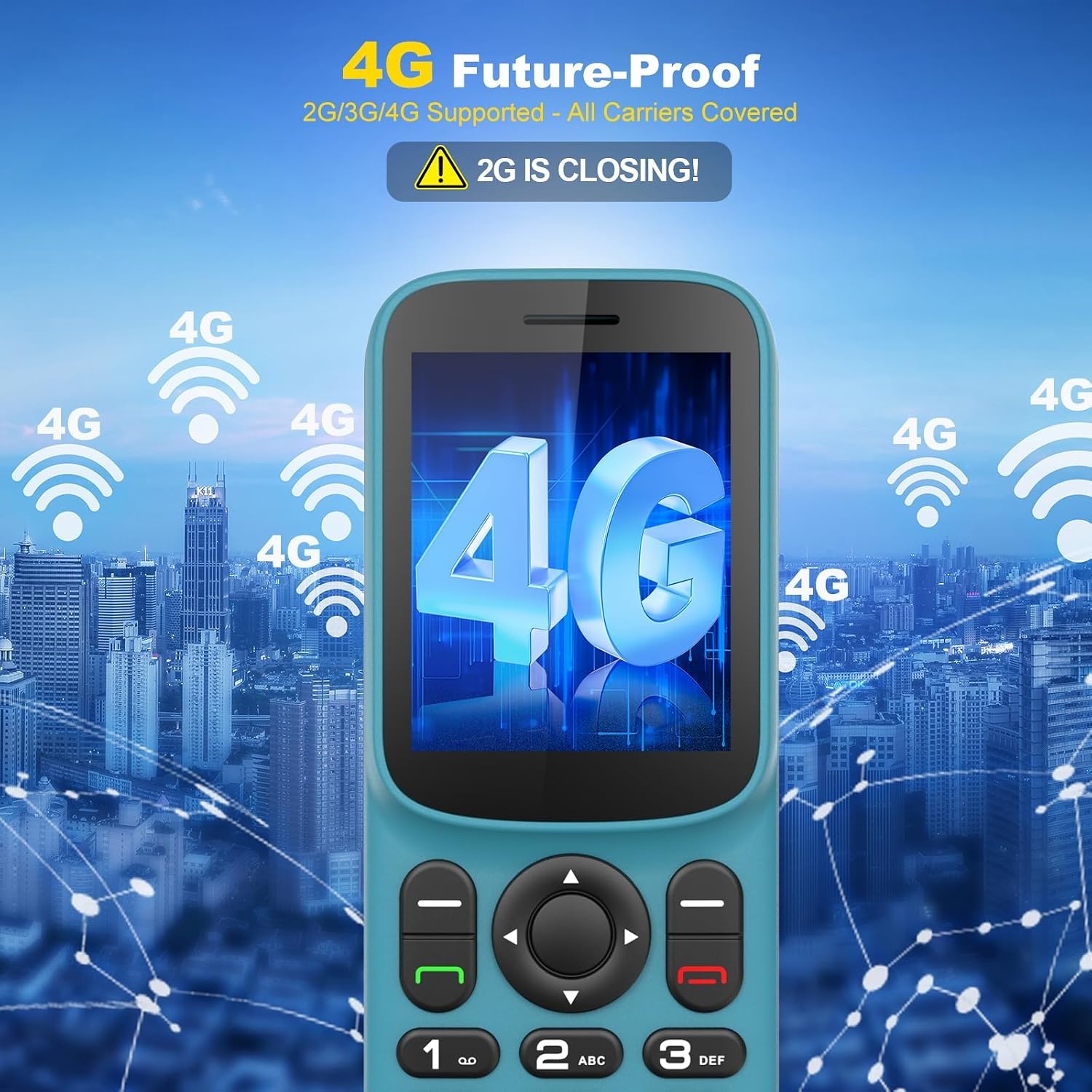 T185 4G mobiele telefoon zonder abonnement, met dual-simslot, 1,8 inch kleurendisplay, bluetooth, 1000 mAh batterij, FM-radio, led-zaklamp, compact en licht, LTE Prepaid toetsmobiele telefoon, alle