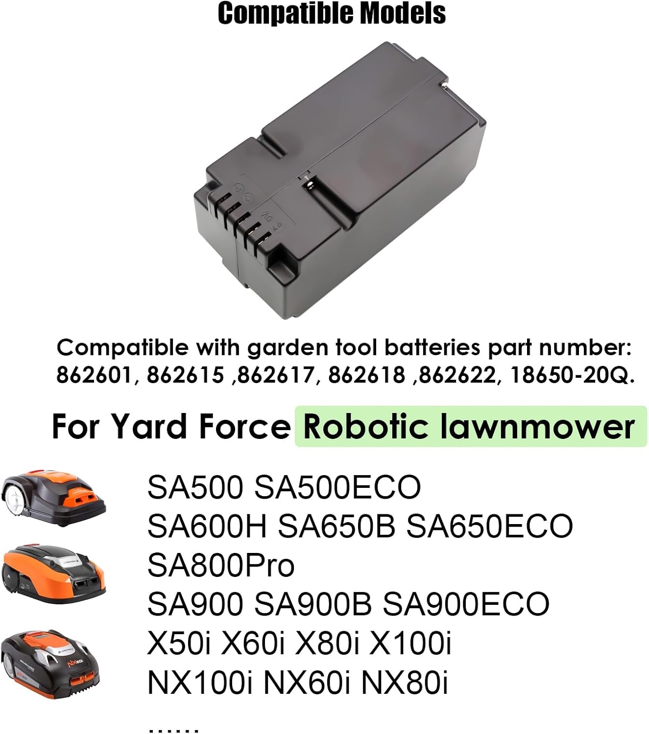 BLESYS 3900mAh Batterij voor Yard Force SA500ECO SA600H SA800PRO SA900 SC600ECO SA650ECO NX60i X50i Robot grasmaaier 25.5V 98.28Wh 862615 862617 862618 Reservebatterij