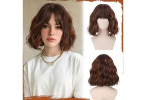 Regenboog Bob Pruik met Pony - Golvend Synthetisch 30 cm - 38% Korting