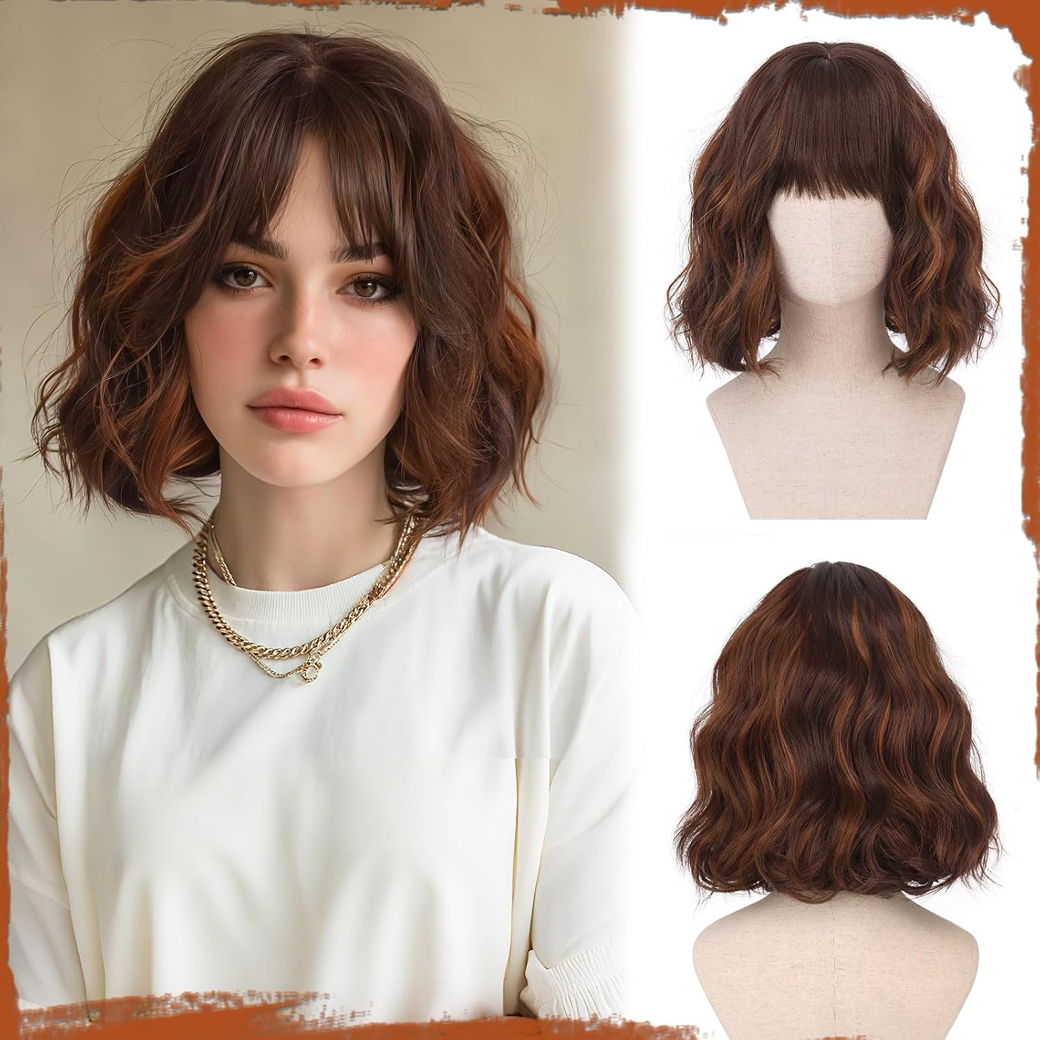 Sofeiyan Korte Golvende Bob Pruik met Bangs Vrouwen 30 cm Synthetische Pruik voor Vrouwen Natuurlijke Krullende Pruik voor Cosplay Dagelijks Feest Halloween,Regenboog