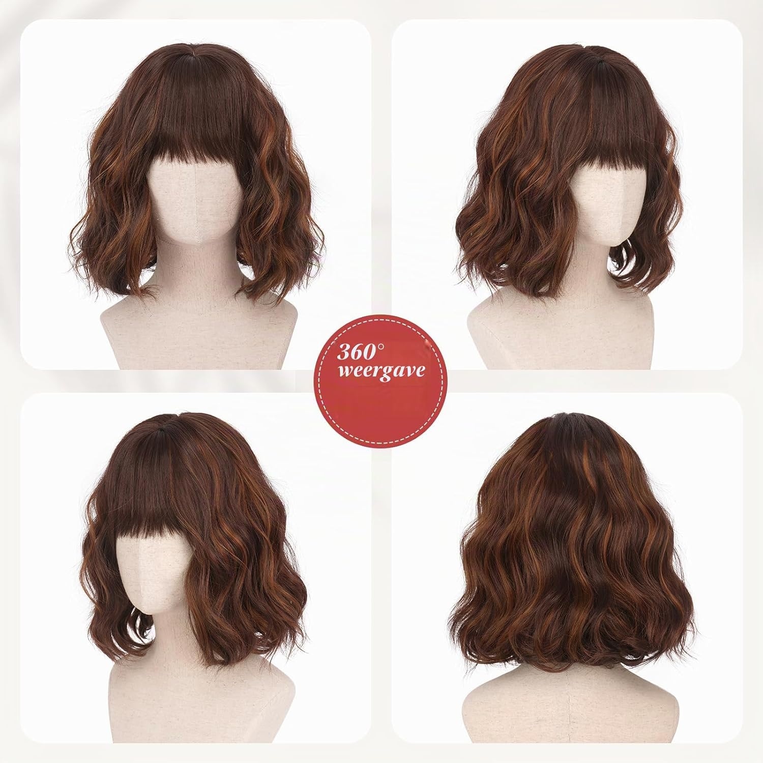 Sofeiyan Korte Golvende Bob Pruik met Bangs Vrouwen 30 cm Synthetische Pruik voor Vrouwen Natuurlijke Krullende Pruik voor Cosplay Dagelijks Feest Halloween,Regenboog