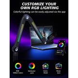 YOUSHARES RGB geluidsopname microfoonarm compatibel met HyperX QuadCast, QuadCast 2, SM7B, MV7, Rode, Razer Mic, Wave en andere Gaming Mic, Bluetooth Boom arm, voor 1/4", 3/8", 5/8" adapter microfoon