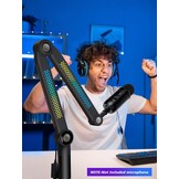 YOUSHARES RGB geluidsopname microfoonarm compatibel met HyperX QuadCast, QuadCast 2, SM7B, MV7, Rode, Razer Mic, Wave en andere Gaming Mic, Bluetooth Boom arm, voor 1/4", 3/8", 5/8" adapter microfoon