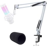 YOUSHARES RGB geluidsopname microfoonarm compatibel met HyperX QuadCast, QuadCast 2, SM7B, MV7, Rode, Razer Mic, Wave en andere Gaming Mic, Bluetooth Boom arm, voor 1/4", 3/8", 5/8" adapter microfoon