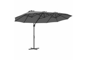 Antraciet Parasol 372x198cm Polyester/Aluminium - 54% Korting