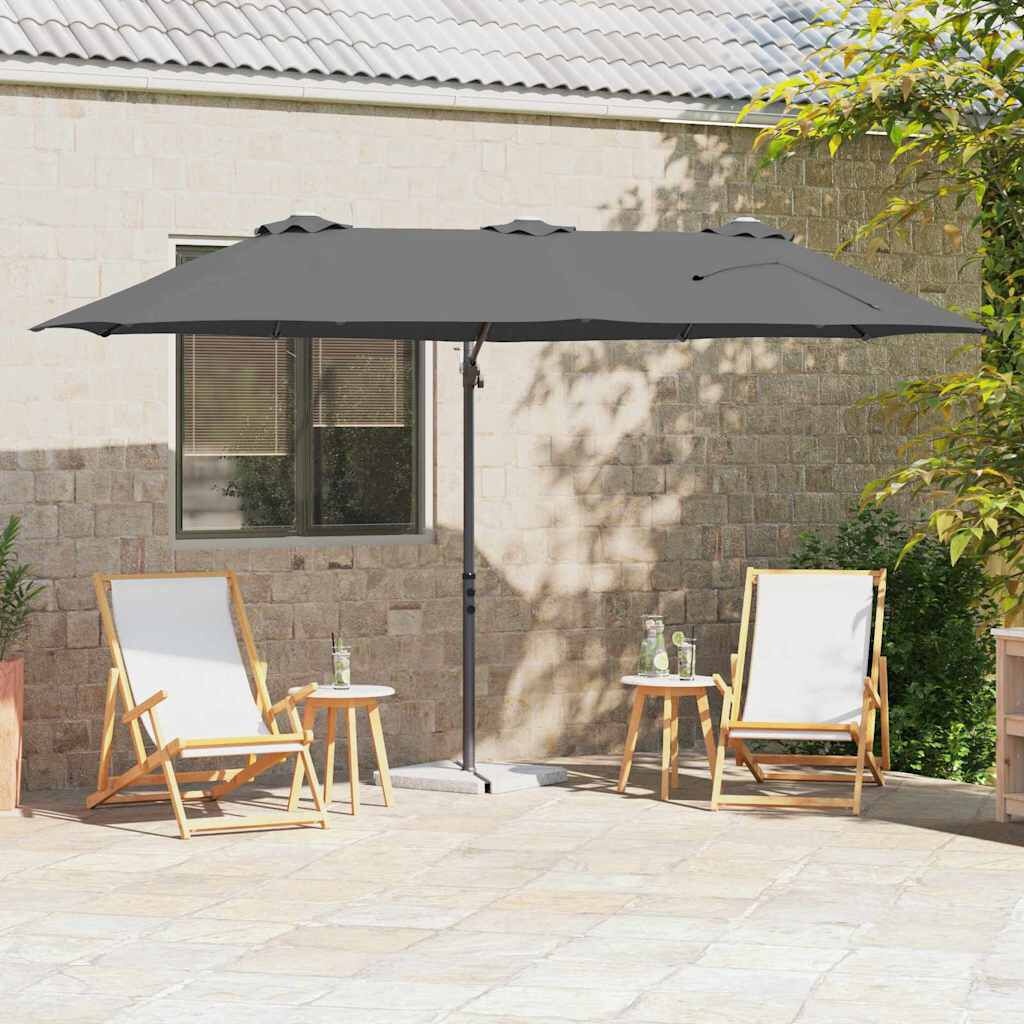 vidaXL Parasol 372 x 198 x 243 cm Polyester en Aluminium Antraciet