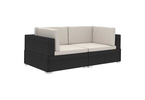 Hoekbank met kussens Poly Rattan Zwart - 34% Korting