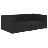 vidaXL Hoekbanken 2 st met kussens poly rattan zwart