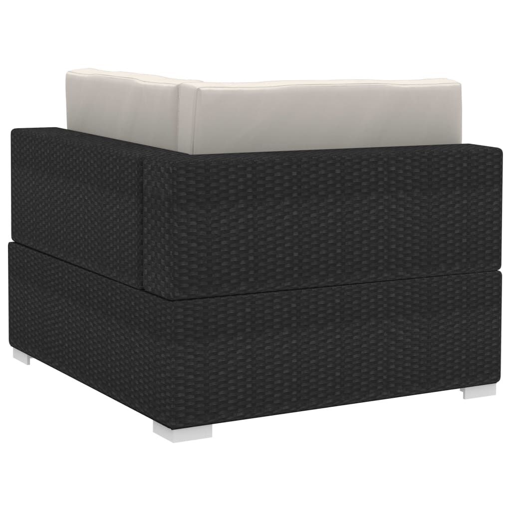 vidaXL Hoekbanken 2 st met kussens poly rattan zwart