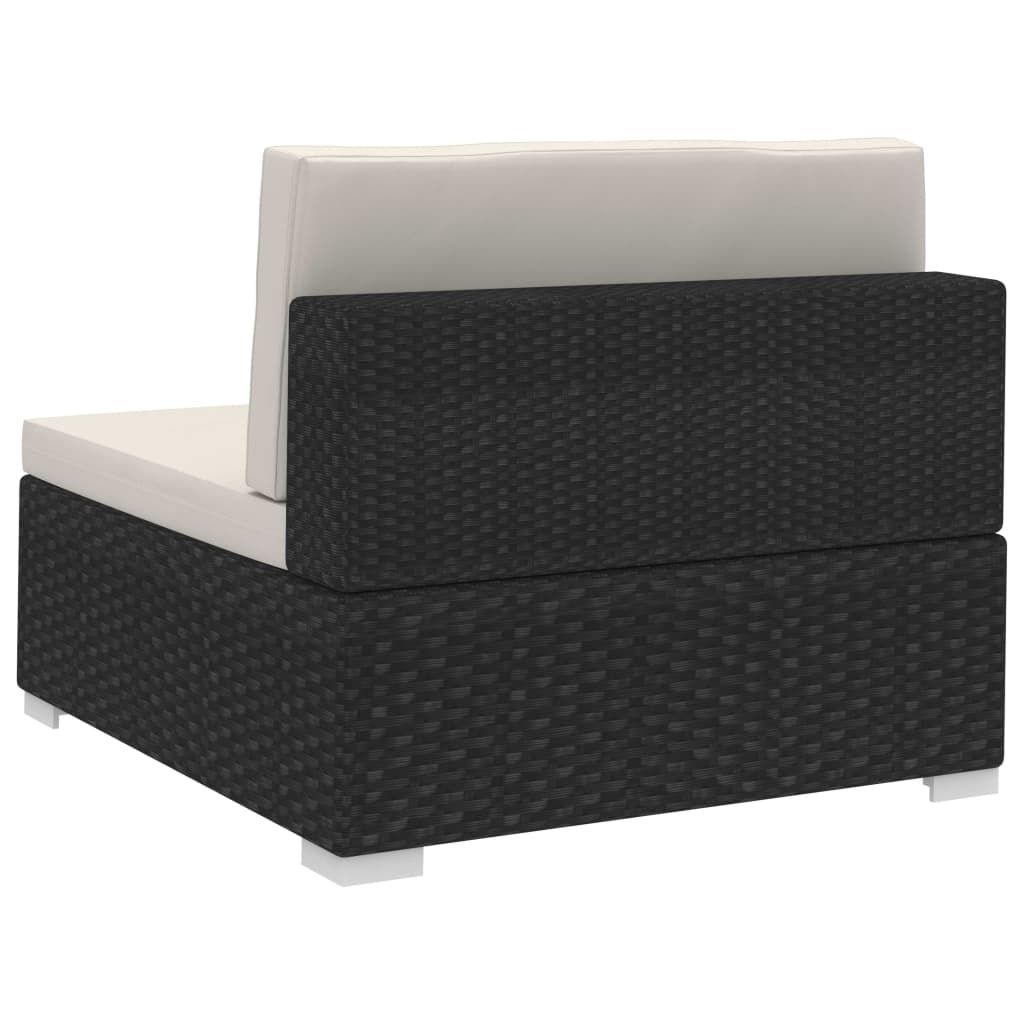 vidaXL Hoekbanken 2 st met kussens poly rattan zwart