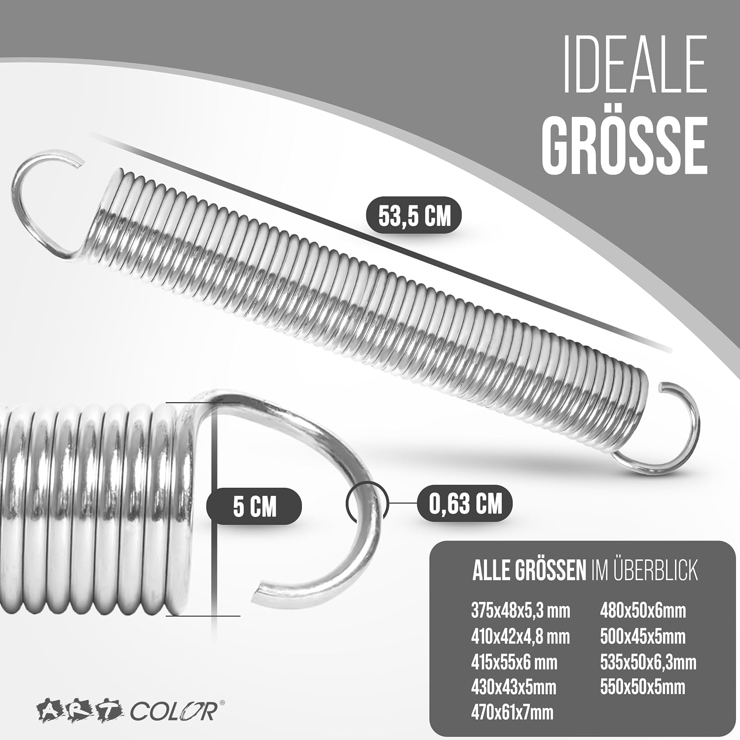 Garagepoortveer Set 535x50x6,3 mm - 2 Stuks Trekveren - 150kg Trekkracht