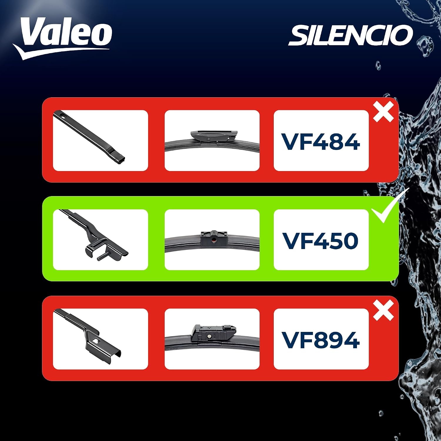 Valeo Silencio 2x Ruitenwisserbladen VF450 - Voorzijde - 800 mm / 750 mm