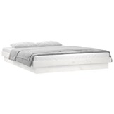 vidaXL Bedframe LED massief hout wit 150x200 cm