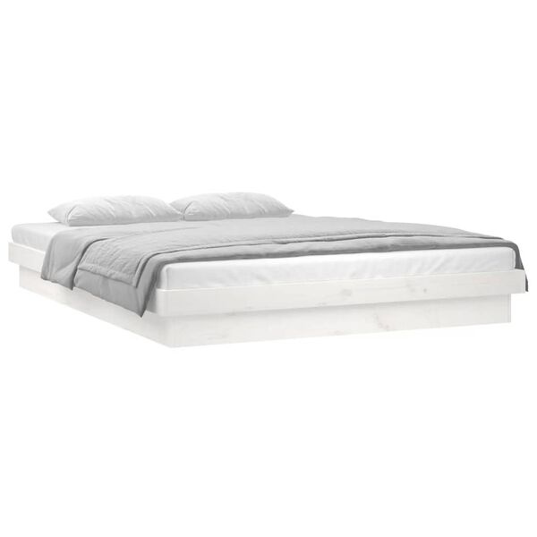 vidaXL Bedframe LED massief hout wit 150x200 cm