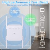 Wifi-versterker, 1200 Mbit/s, 5 G en 2,4 G ultraxtender dual-band wifi-repeater met LAN-verbinding, WPS, compatibel met 99% standaard wifi-router, dekt tot 9200 vierkante meter en 35 meter af