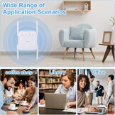 Wifi-versterker, 1200 Mbit/s, 5 G en 2,4 G ultraxtender dual-band wifi-repeater met LAN-verbinding, WPS, compatibel met 99% standaard wifi-router, dekt tot 9200 vierkante meter en 35 meter af